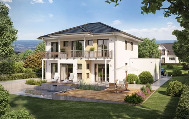 Einfamilienhaus von RENSCH-HAUS. Stadtvilla Memphis. Terrassenansicht.