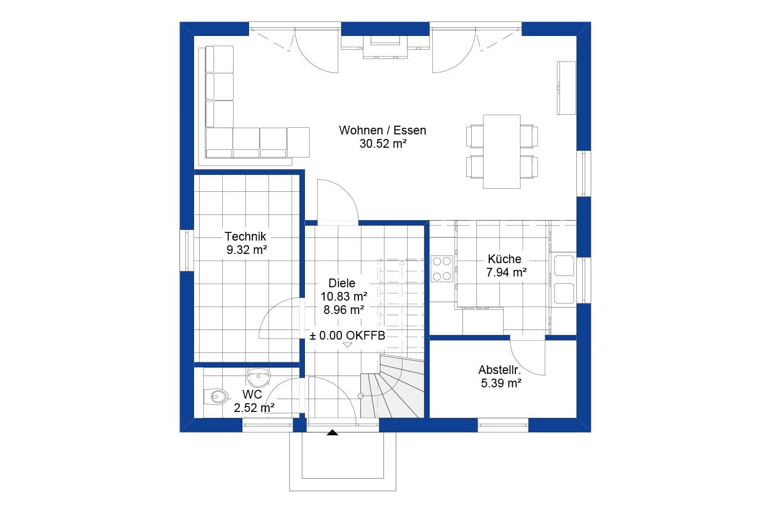 NORDHAUS | Grundriss Erdgeschoss Einfamilienhaus EFH S-130 | Hausbau made im Bergischen