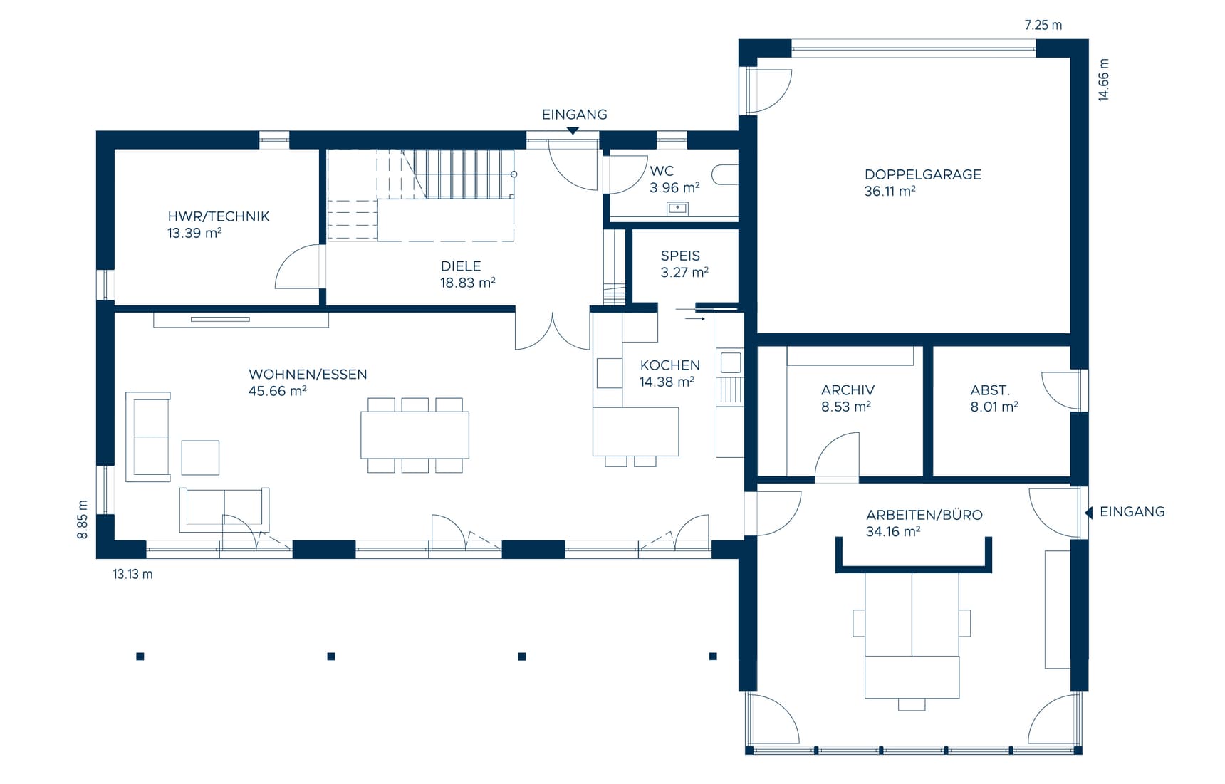 Grundriss EG Musterhaus Fellbach