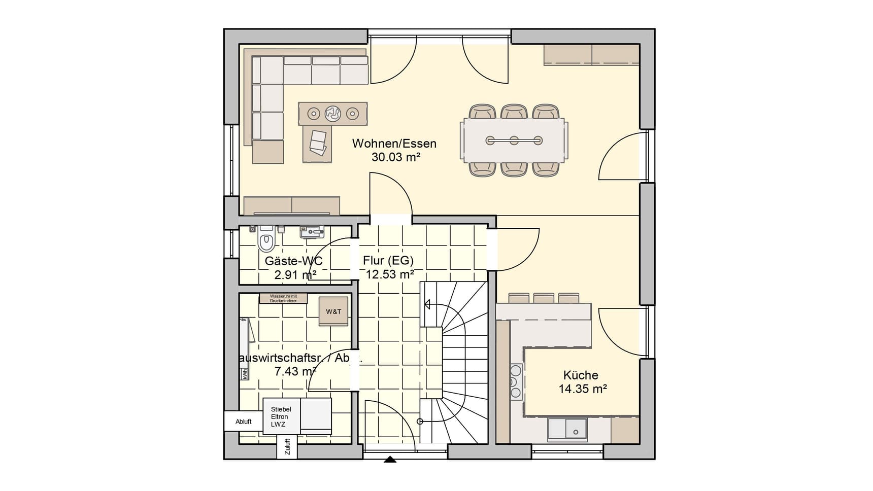 Satteldachhaus Lissabon Grundriss EG