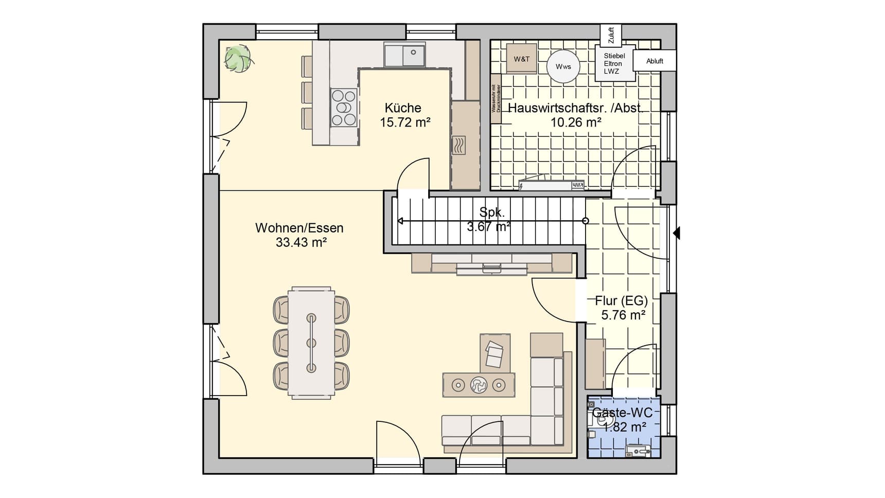 Satteldachhaus London Grundriss EG