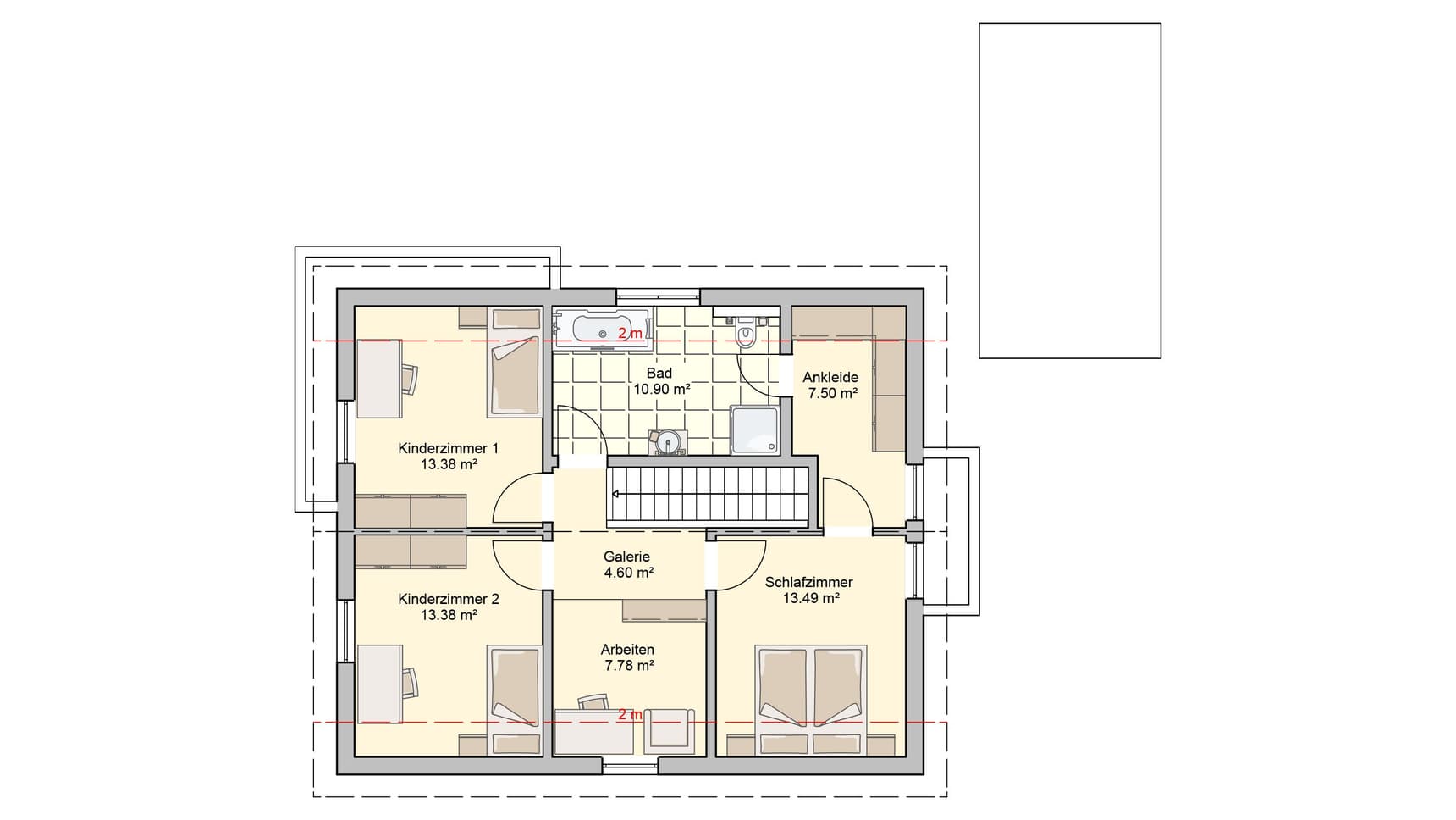 Satteldachhaus Mainz Variante 1 Grundriss OG