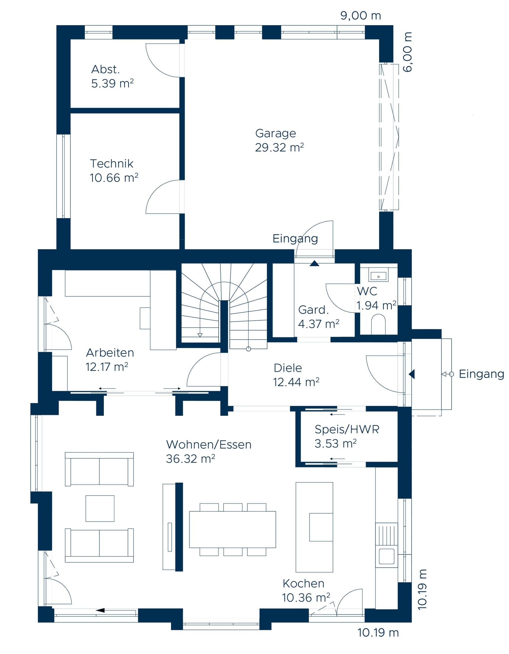 Grundriss EG Musterhaus Wuppertal