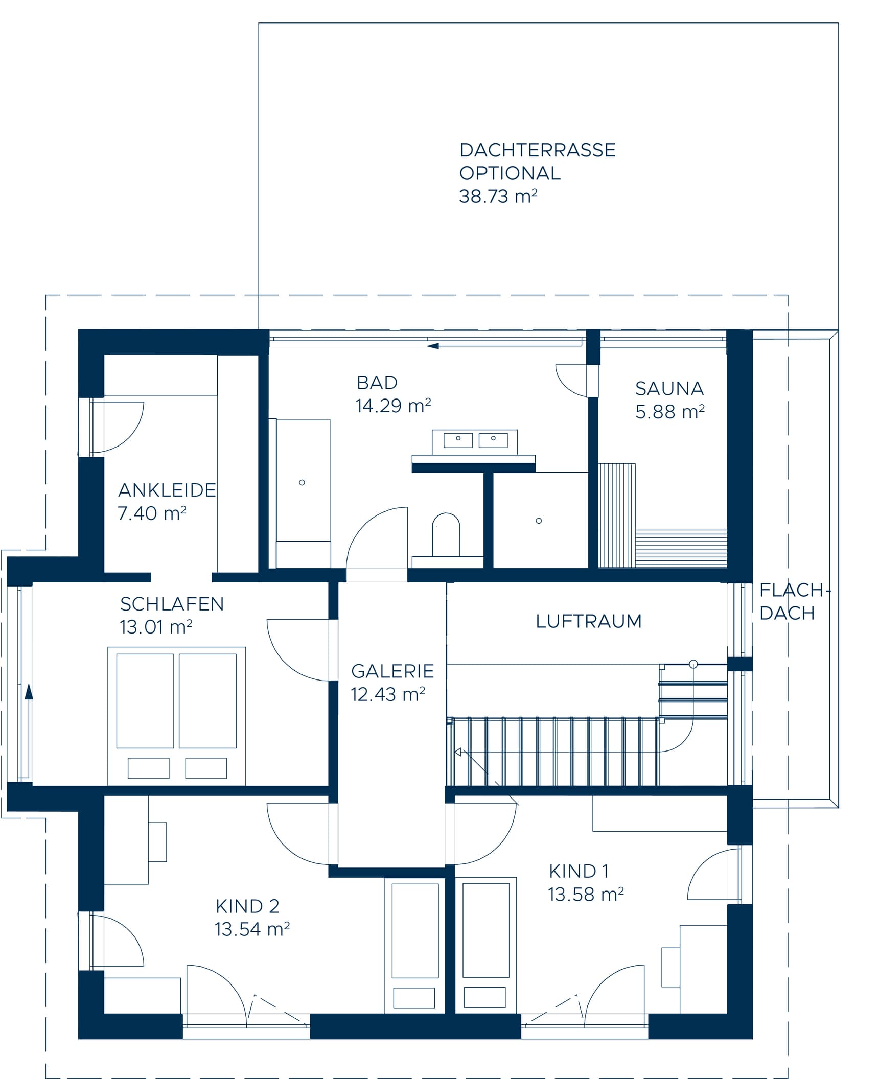 Grundriss OG Musterhaus Günzburg