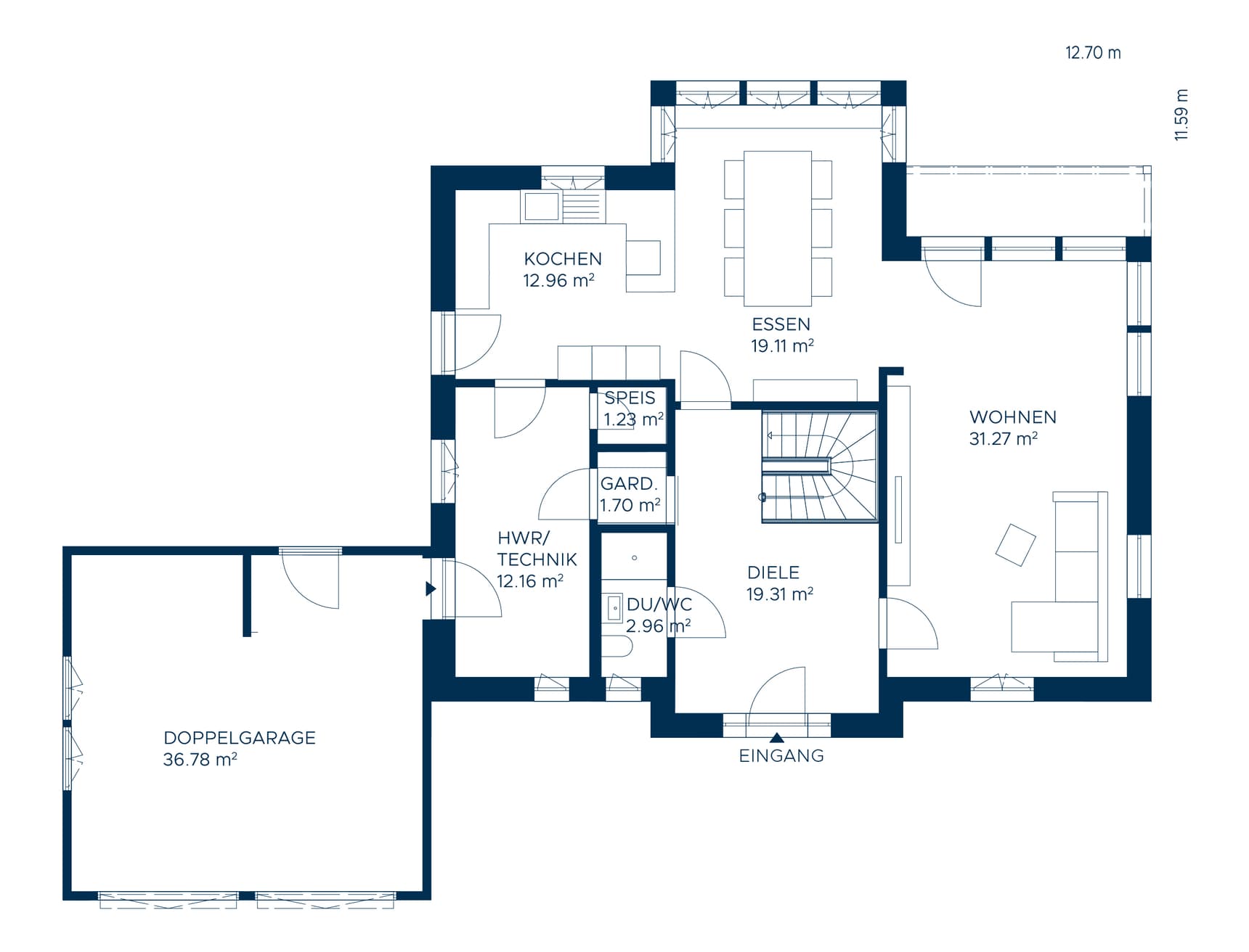 Grundriss EG Musterhaus Langenhagen