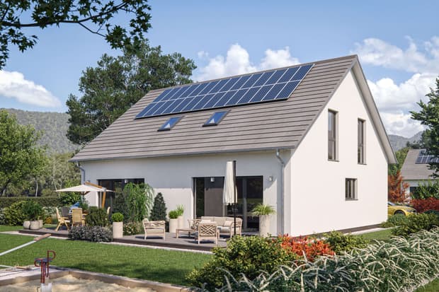 Einfamilienhaus mit Einliegerwohnung von RENSCH-HAUS. Varese. Terrassenansicht.