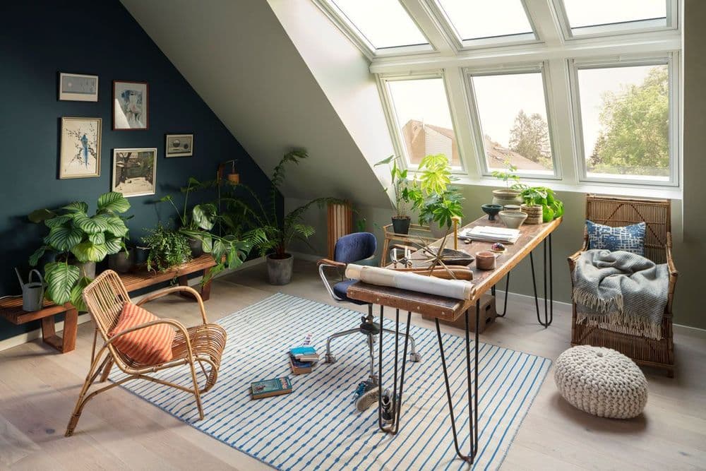 Wohnzimmer mit zusätzlichem Tageslicht durch Velux-Dachfenster
