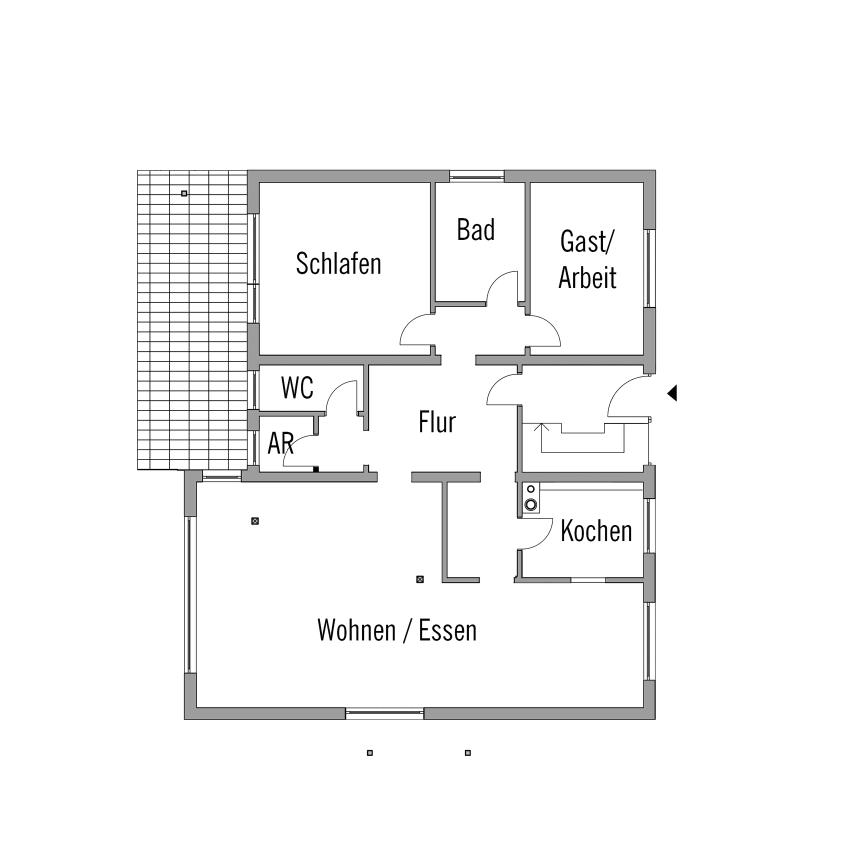 Grundriss des Erdgeschosses im Haus Hertweck
