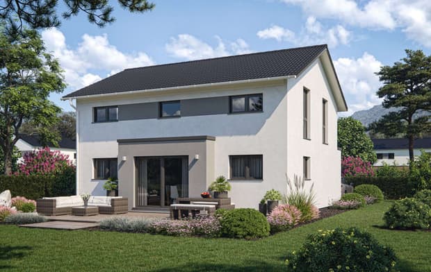 Einfamilienhaus von RENSCH-HAUS. CLOU 151. Terrassenansicht.