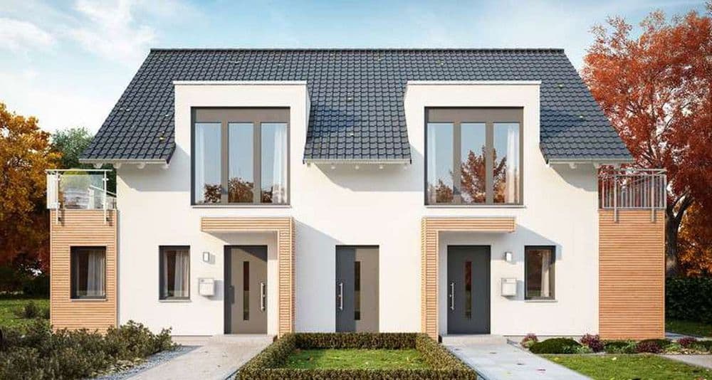 Doppelhaushälften im englischen Stil mit Balkon