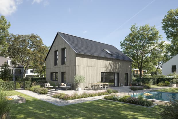 Baufritz Jubiläumshaus Gartenansicht