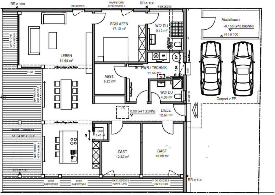 Grundriss eines modernen Bungalows