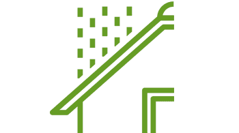 Symbolgrafik mit einem Dach und Regen