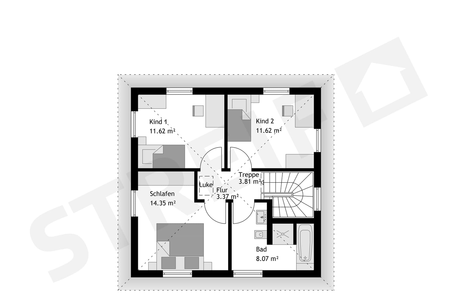 STREIF-Fertighaus "Platzwunder Haus Nr. 01“ Grundriss OG