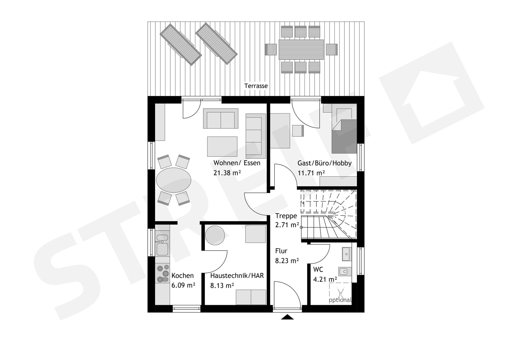 STREIF-Fertighaus "Platzwunder Haus Nr. 02" Grundriss EG