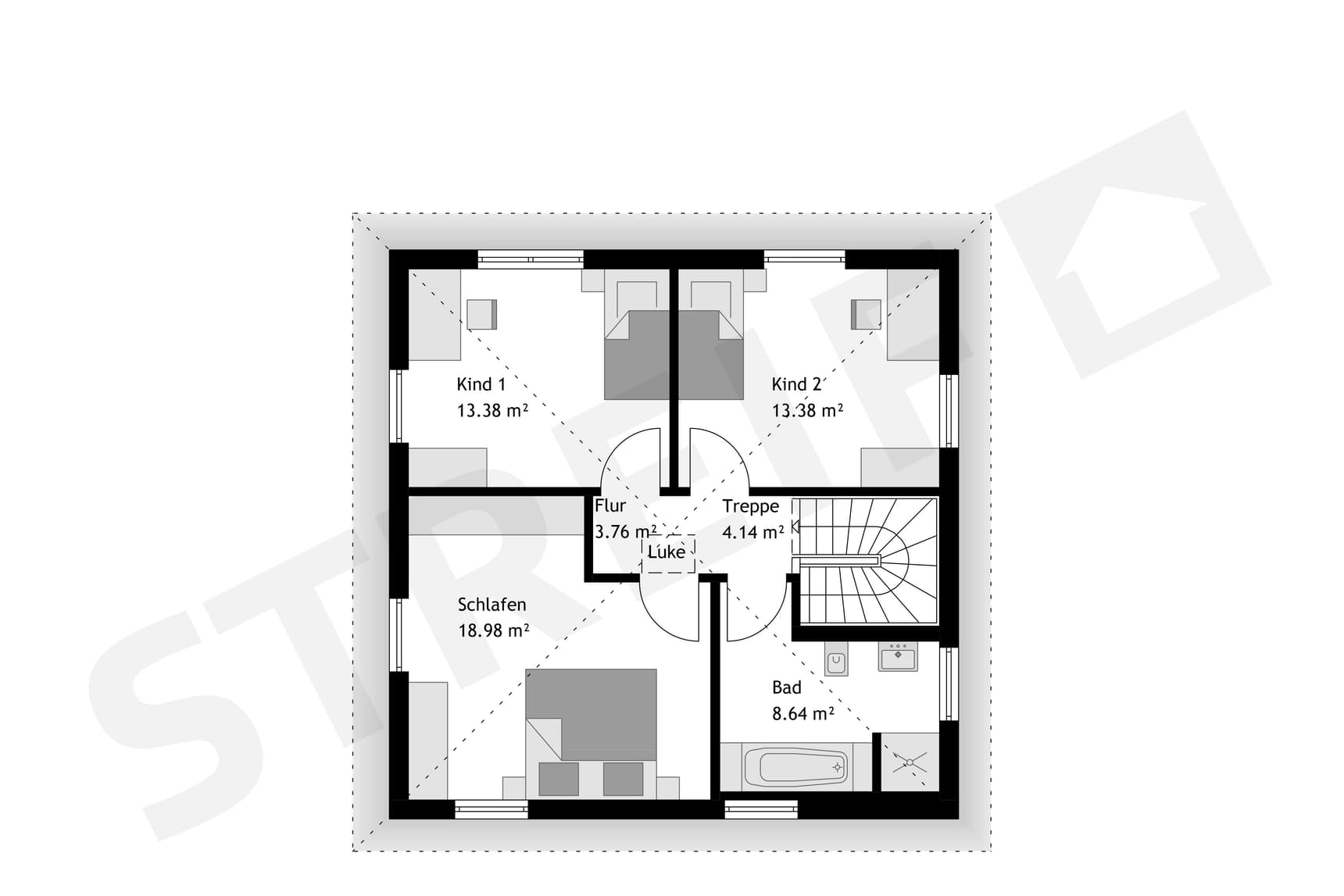 STREIF-Fertighaus "Platzwunder Haus Nr. 02" Grundriss OG