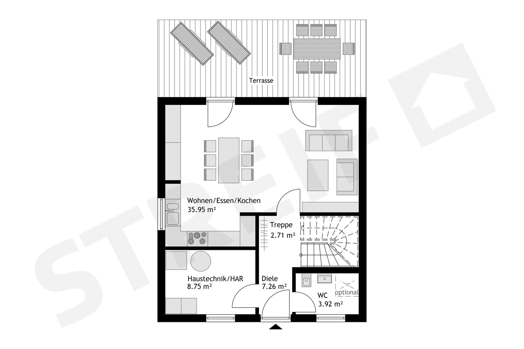 STREIF-Fertighaus "Platzwunder Haus Nr. 03" Grundriss EG