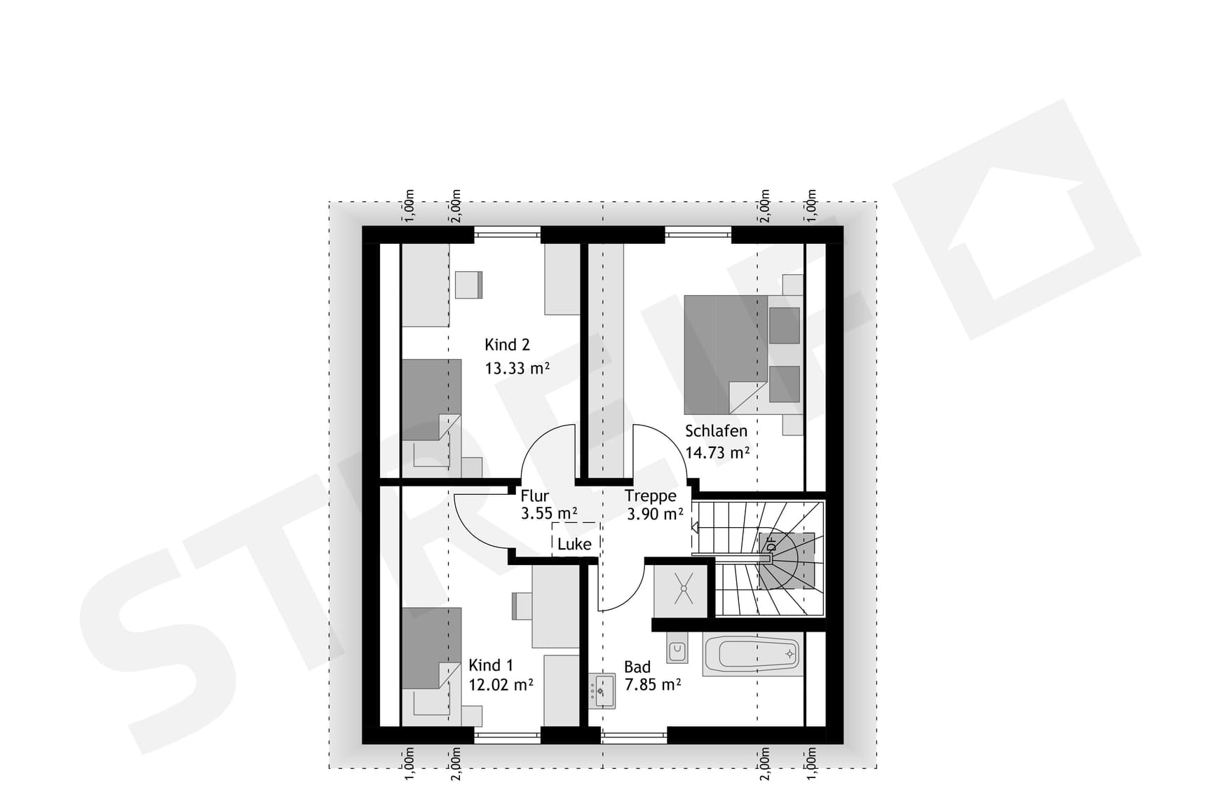 STREIF-Fertighaus "Platzwunder Haus Nr. 03" Grundriss OG
