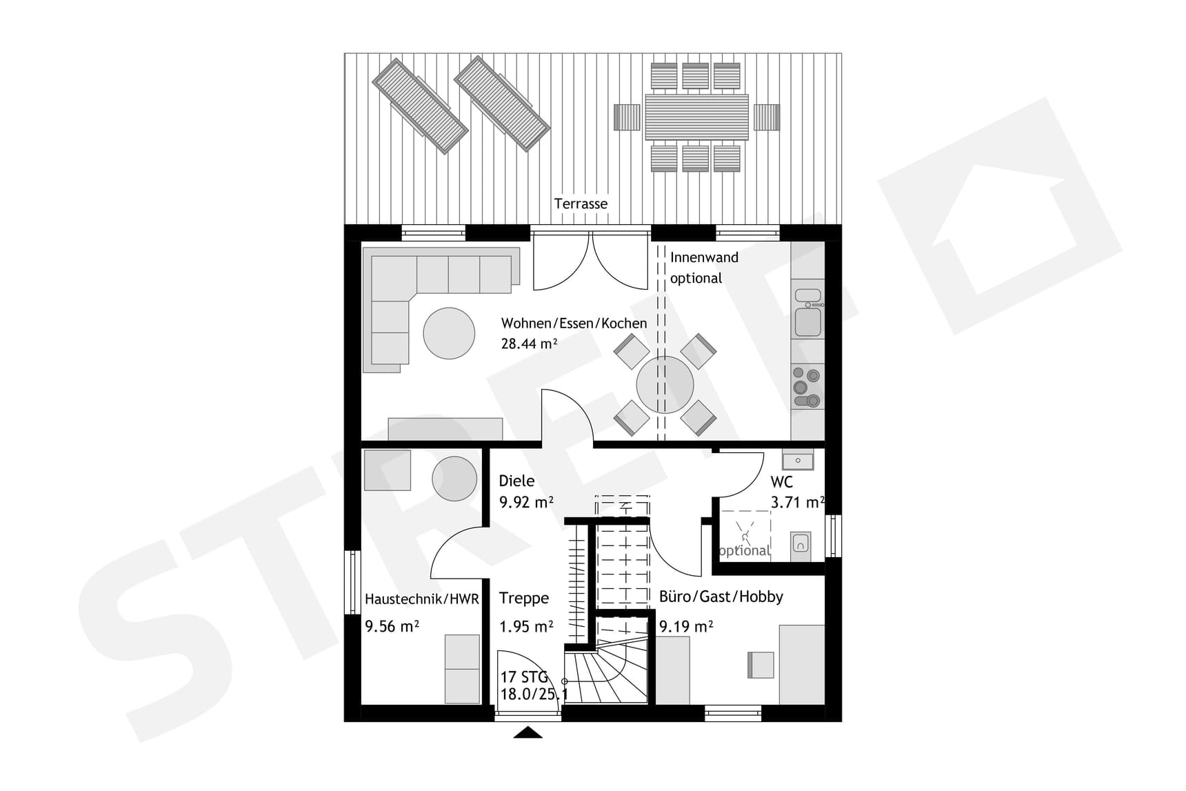 STREIF-Fertighaus "Platzwunder Haus Nr. 04" Grundriss EG