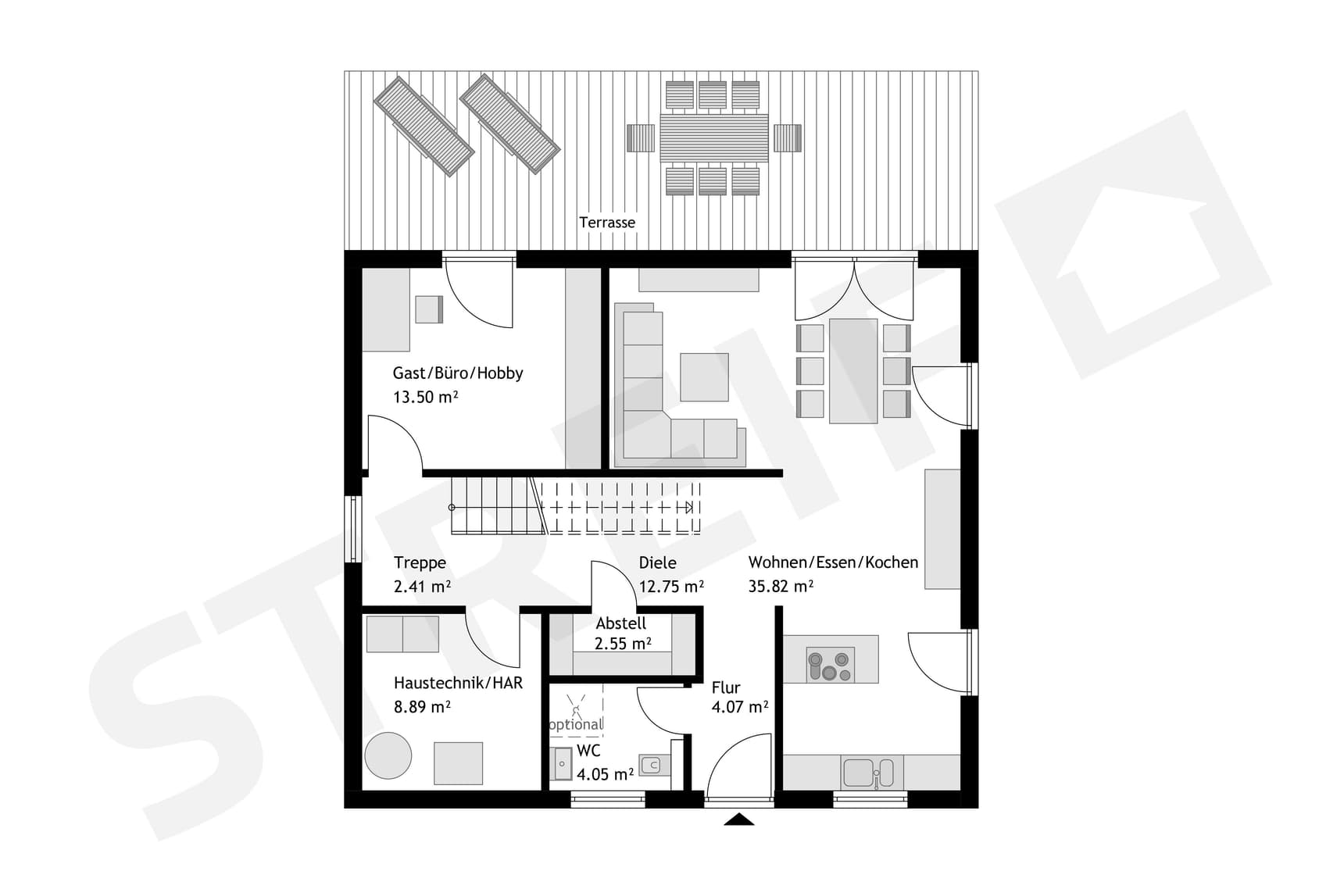 STREIF-Fertighaus "Platzwunder Haus Nr. 06" Grundriss EG