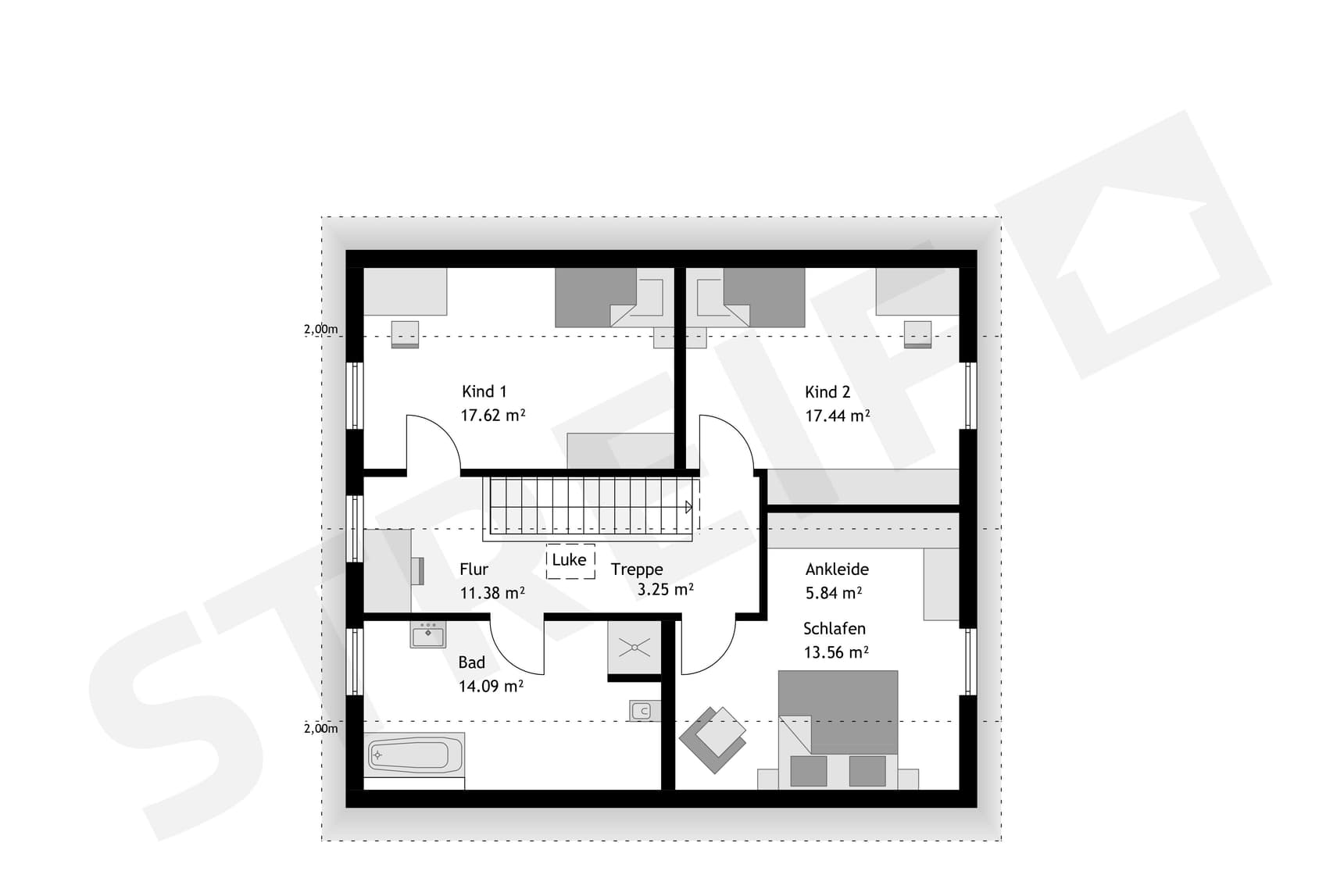 STREIF-Fertighaus "Platzwunder Haus Nr. 06" Grundriss OG