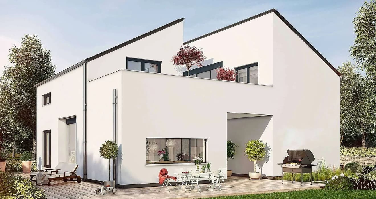 Stadtvilla mit versetztem Pultdach und Dachterrasse