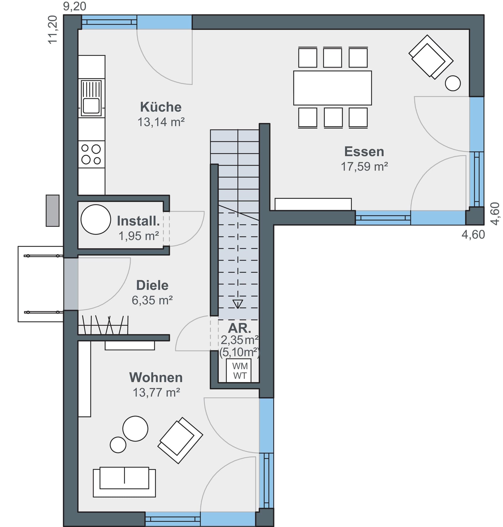 Grundriss Erdgeschoss OPTION mit Anbau