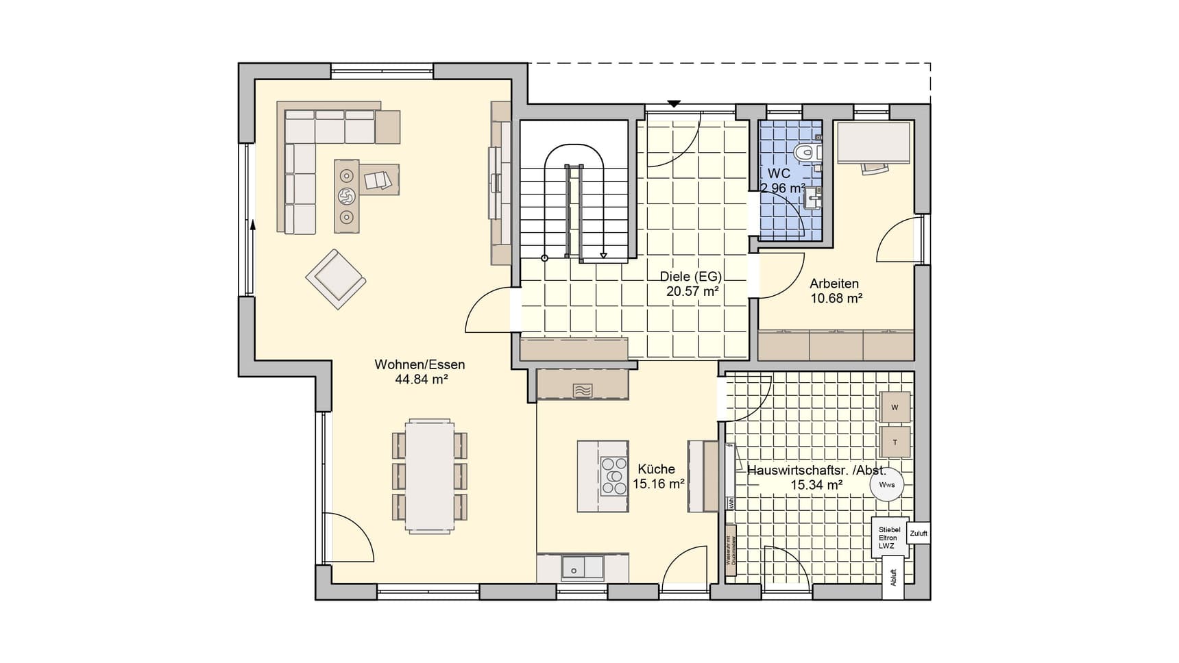 Bauhausstil Freiburg Grundriss EG ohne Garage