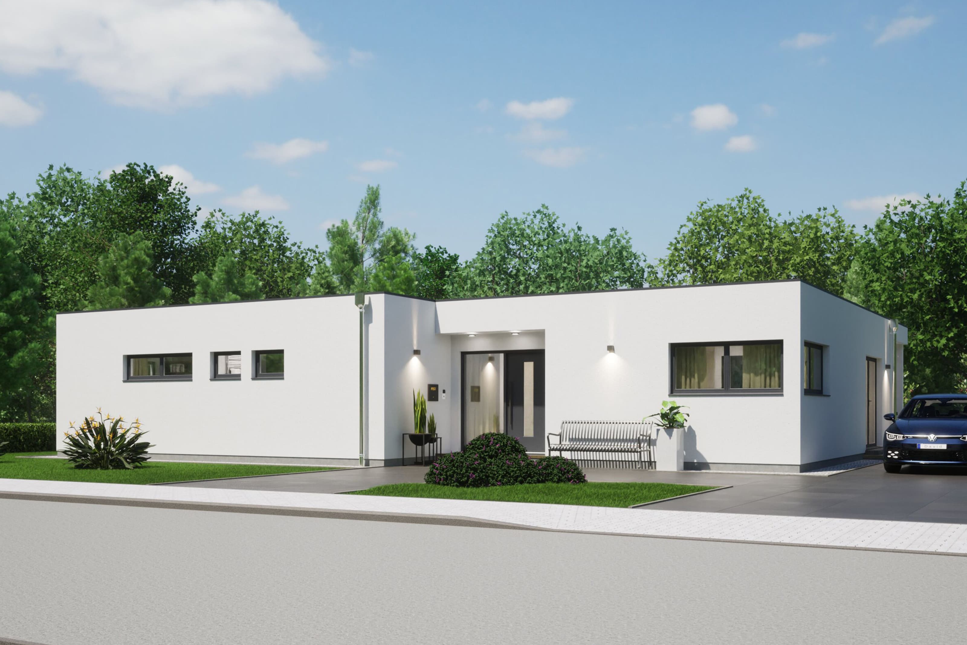 Moderner STREIF Bungalow im Bauhausstil mit Terrasse