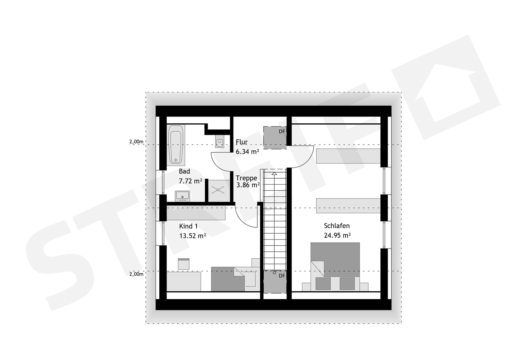 Grundriss der Obergeschosses Family L Klinkerhauses