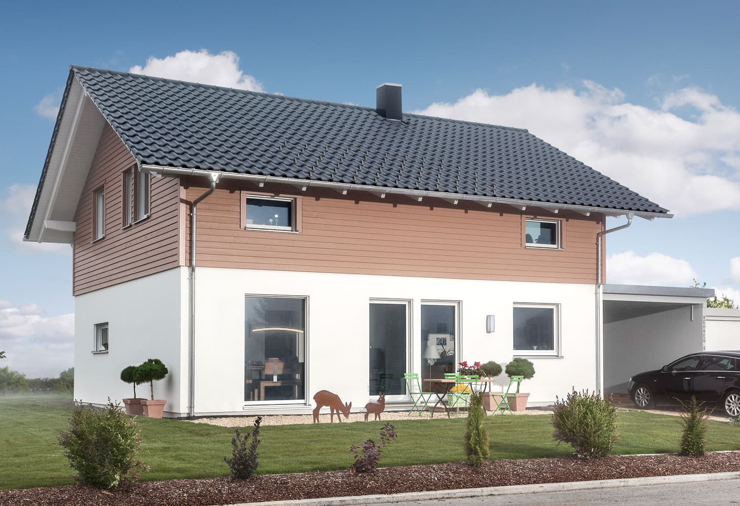 Schwörer-Aktionshaus mit Teilholzfassade im Obergeschoss