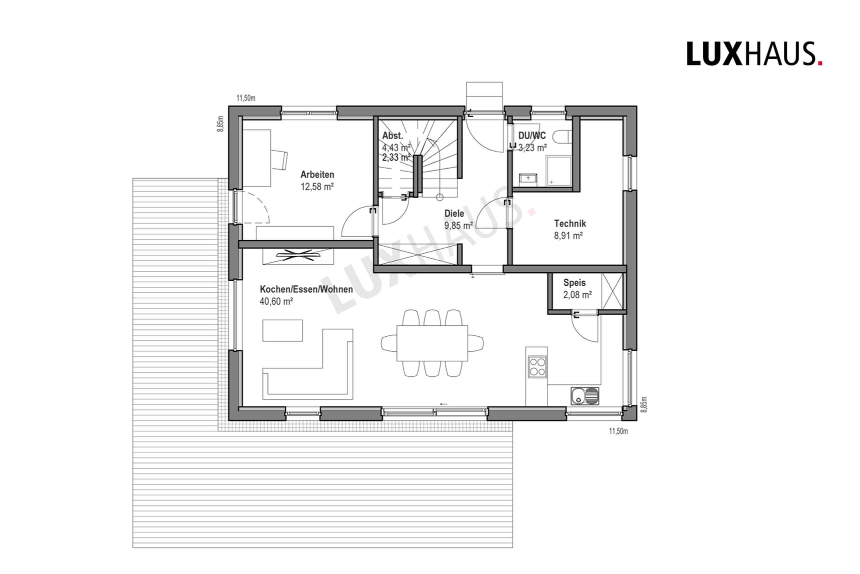 Grundriss Erdgeschoss Luxhaus Satteldach Landhaus 151