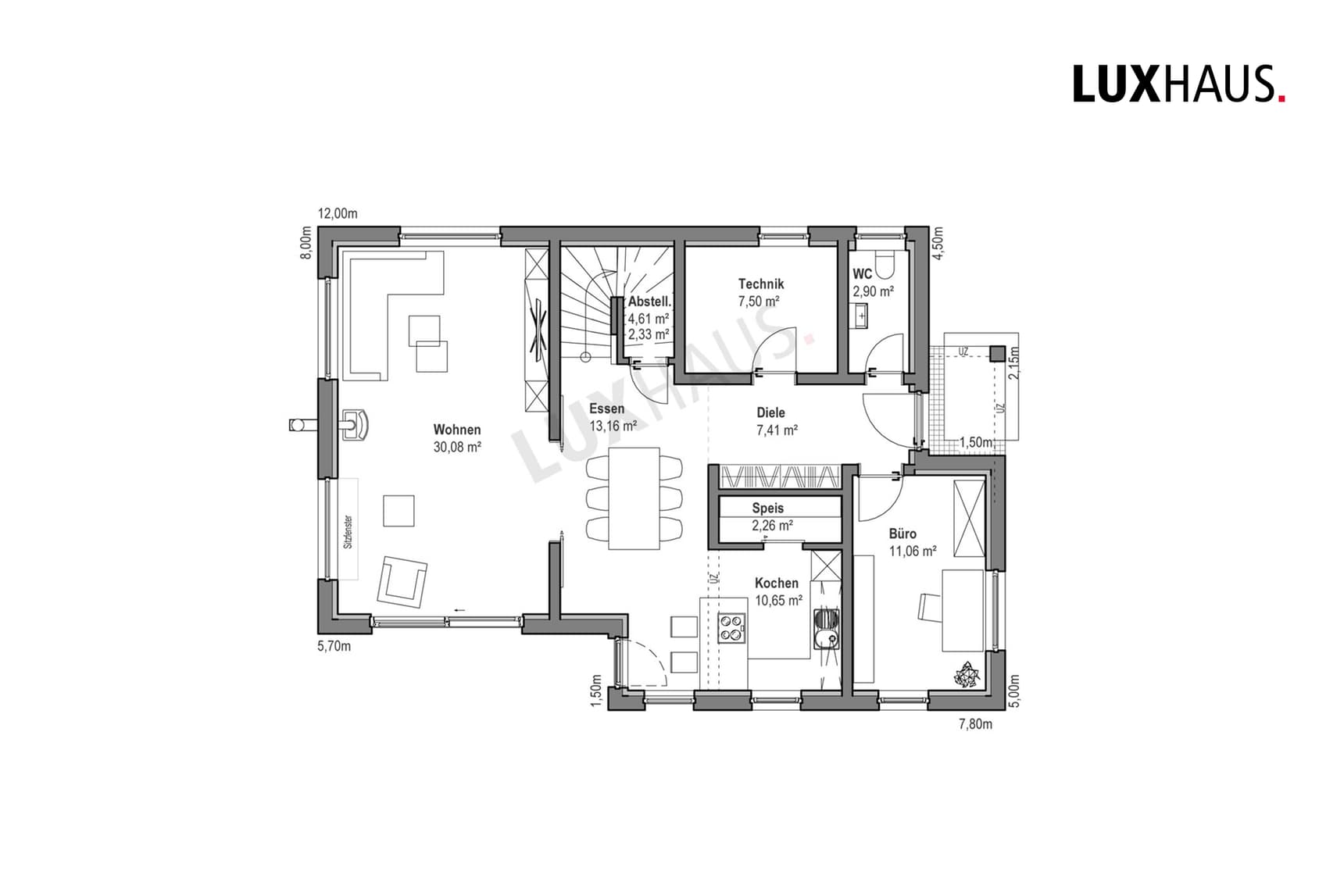 Grundriss EG LUXHAUS Flachdach 173