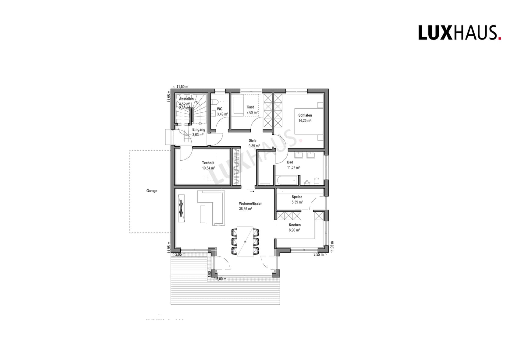 LUXHAUS Satteldach Klassik 219 Grundriss EG