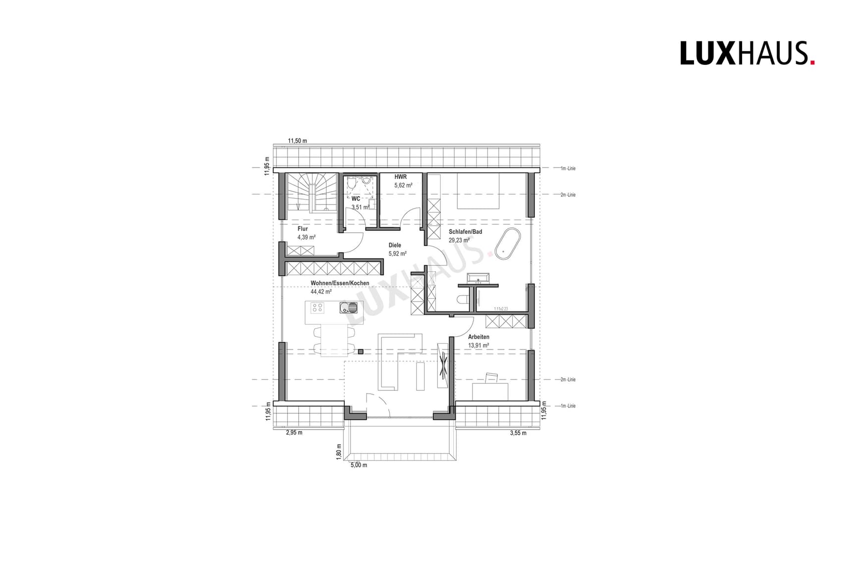 LUXHAUS Satteldach Klassik 219 Grundriss DG