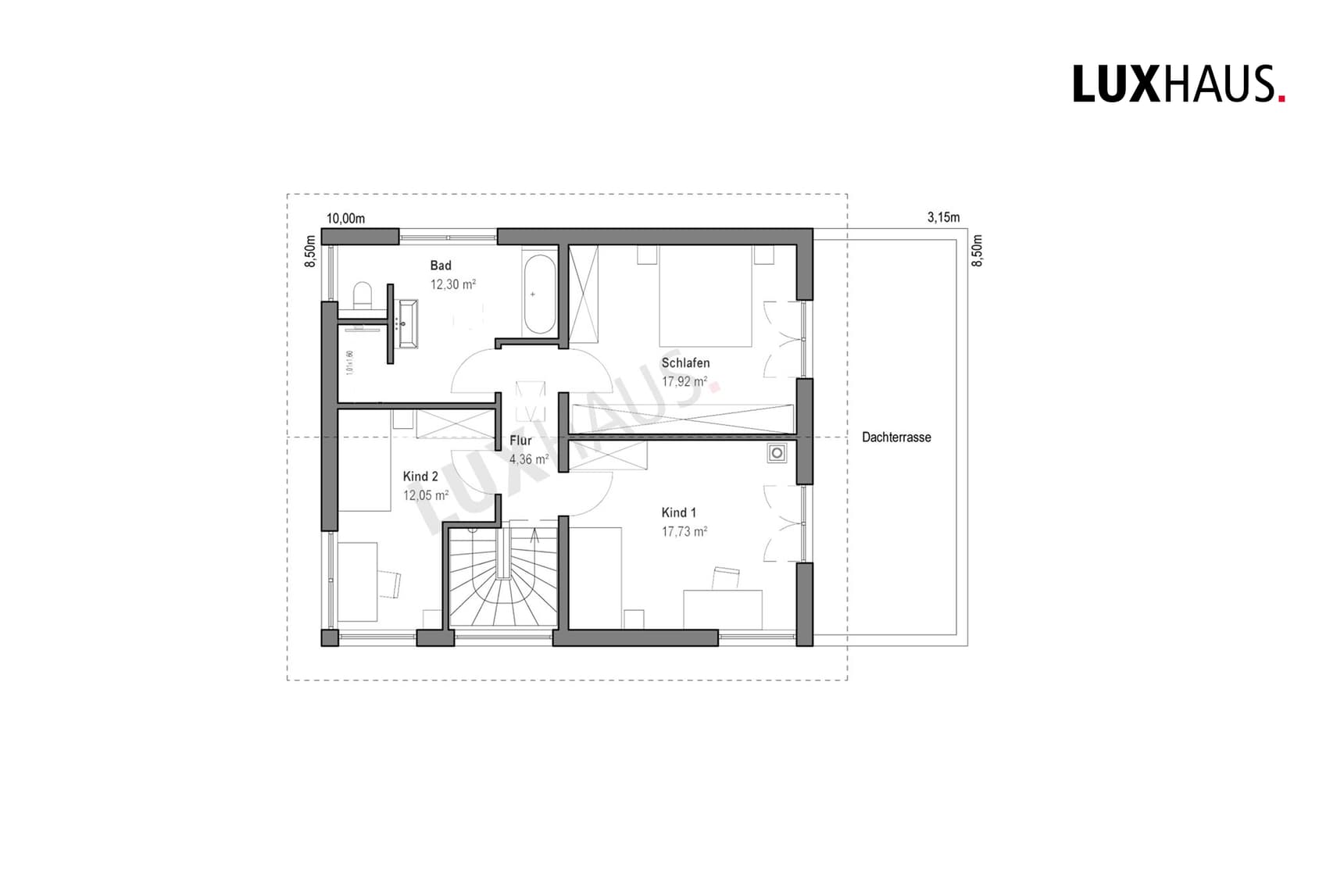 LUXHAUS Satteldach Landhaus 139 Grundriss DG