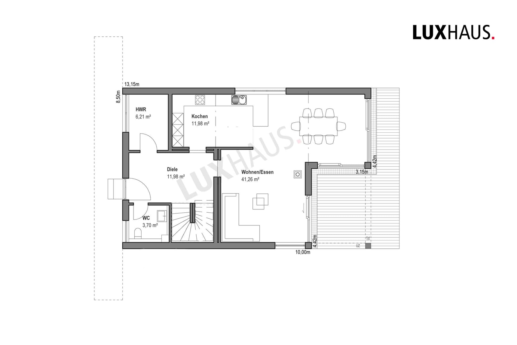 LUXHAUS Satteldach Landhaus 139 Grundriss EG