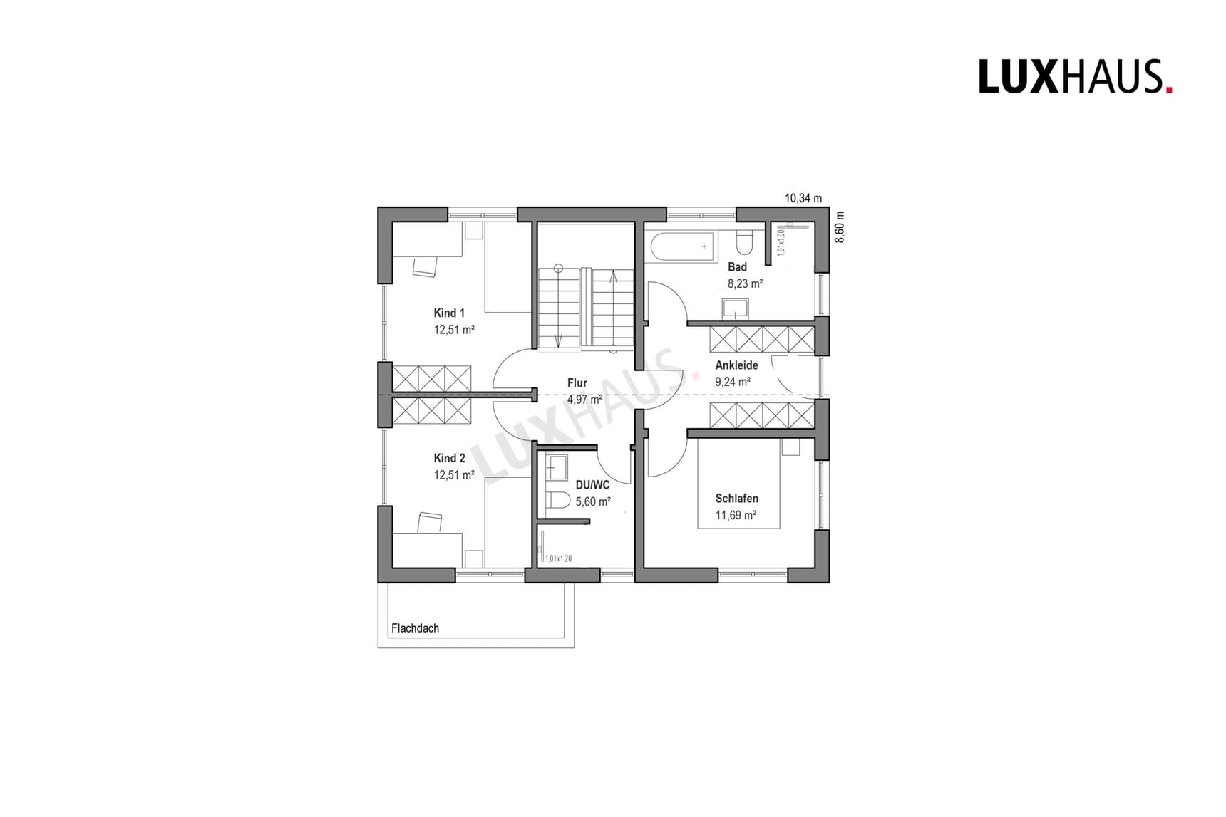 LUXHAUS Satteldach Landhaus 178 Grundriss DG