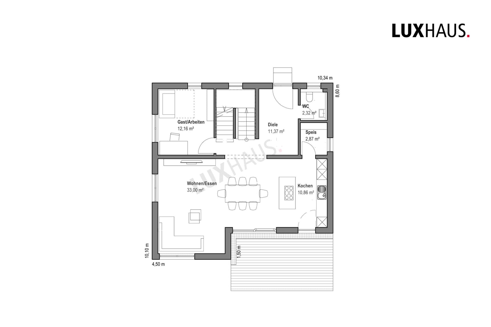 LUXHAUS Satteldach Landhaus 178 Grundriss EG