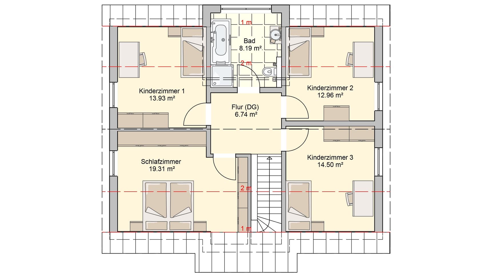 Satteldachhaus München Variante 1 Grundriss OG