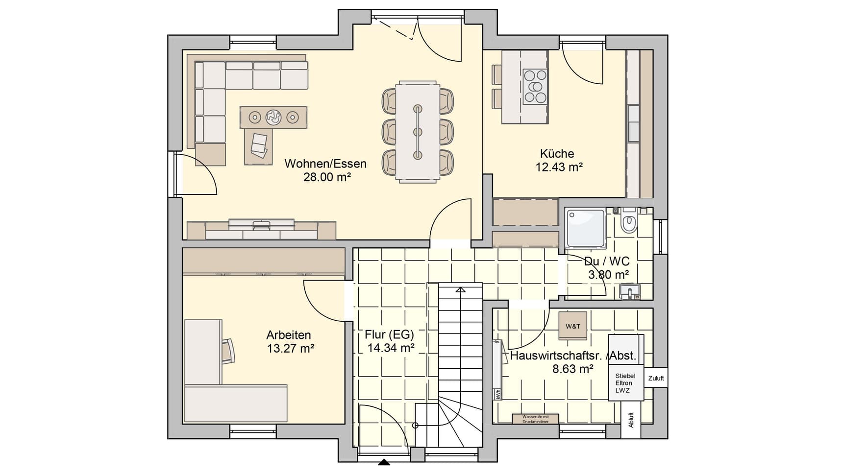 Satteldachhaus München Variante 1 Grundriss EG
