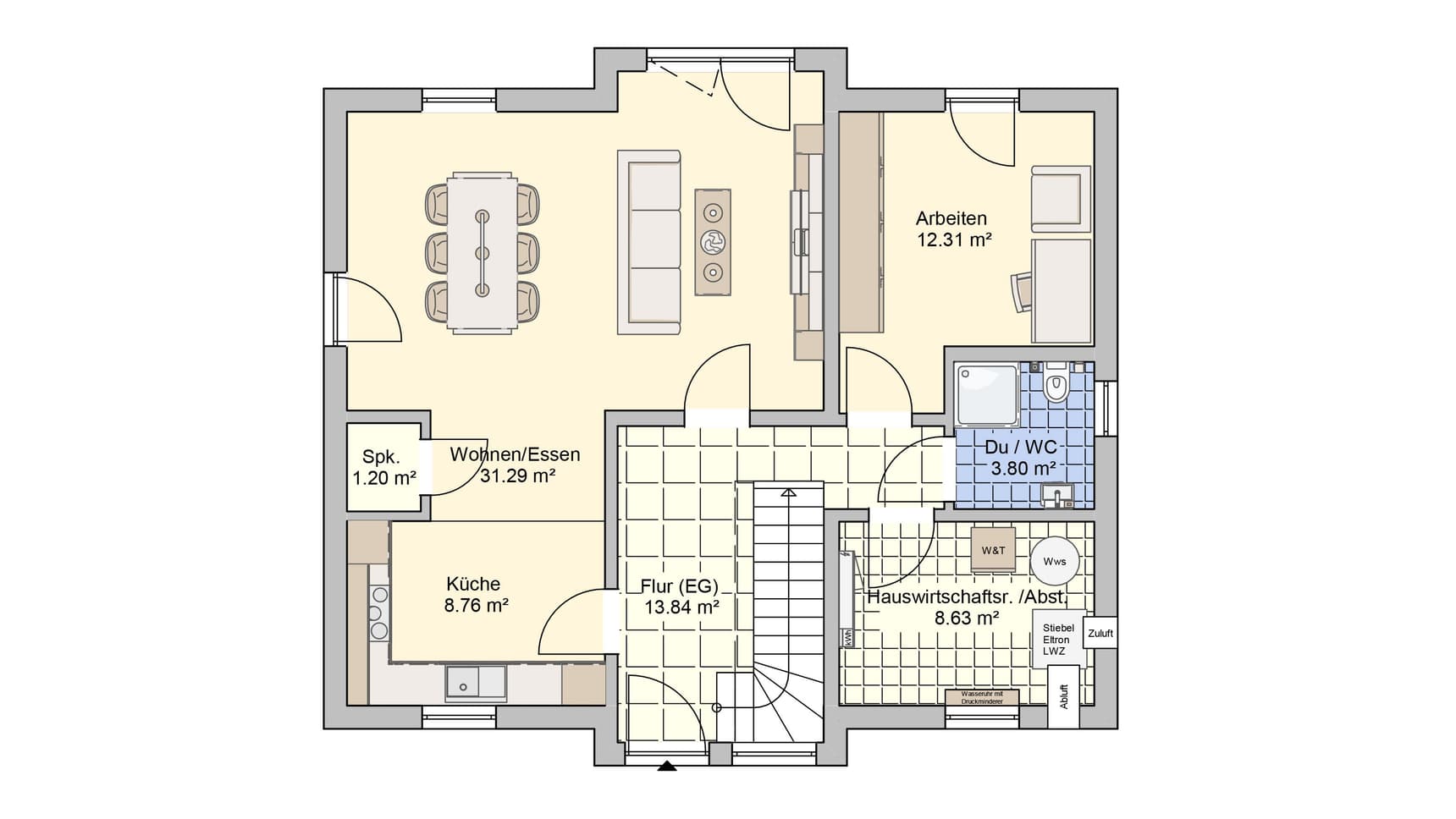Satteldachhaus München Variante 1 Grundriss EG