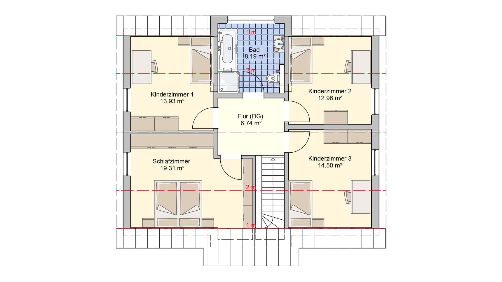 Satteldachhaus München Variante 1 Grundriss OG