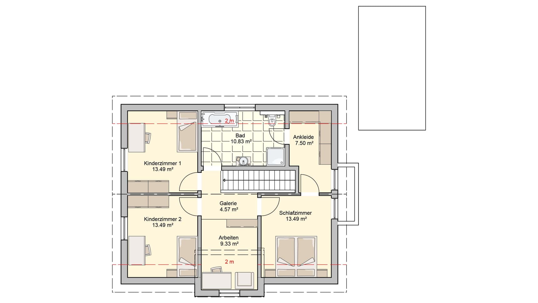 Satteldachhaus Mainz Variante 2 Grundriss OG