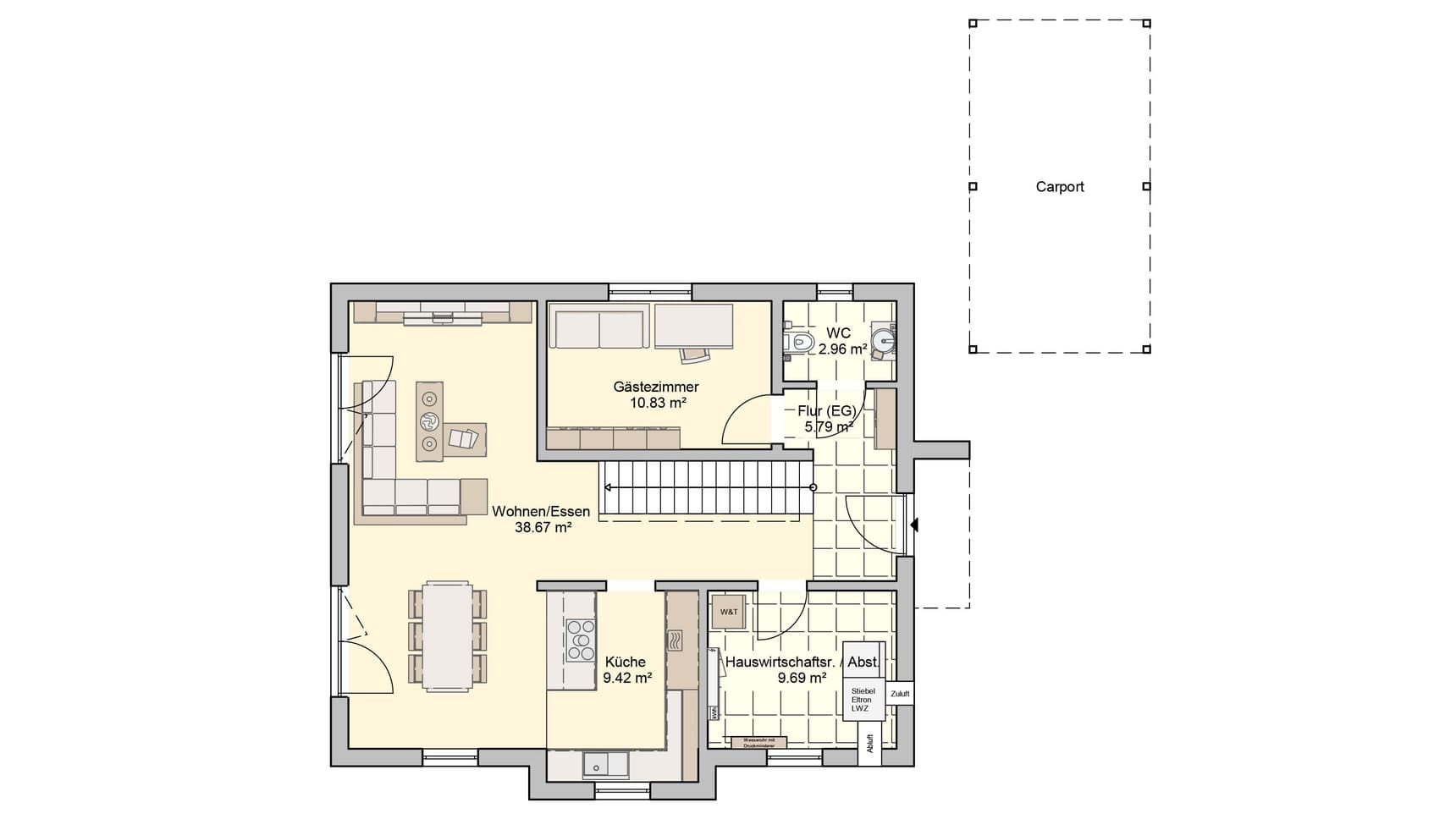 Satteldachhaus Mainz Variante 2 Grundriss EG