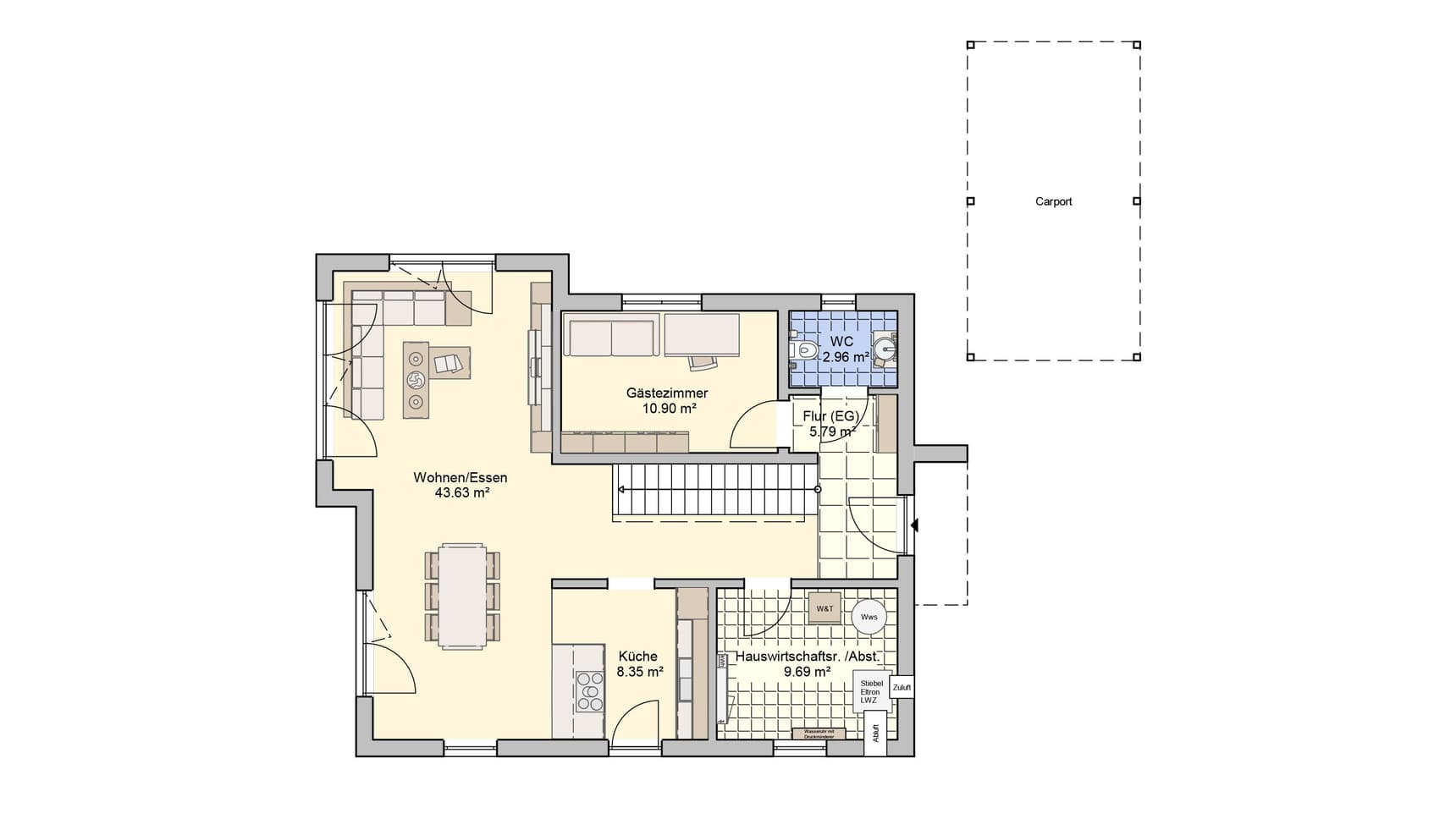 Satteldachhaus Mainz Variante 1 Grundriss EG