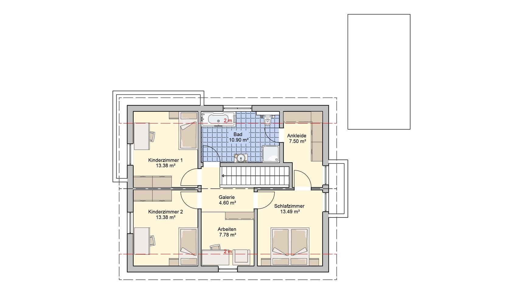 Satteldachhaus Mainz Variante 1 Grundriss OG