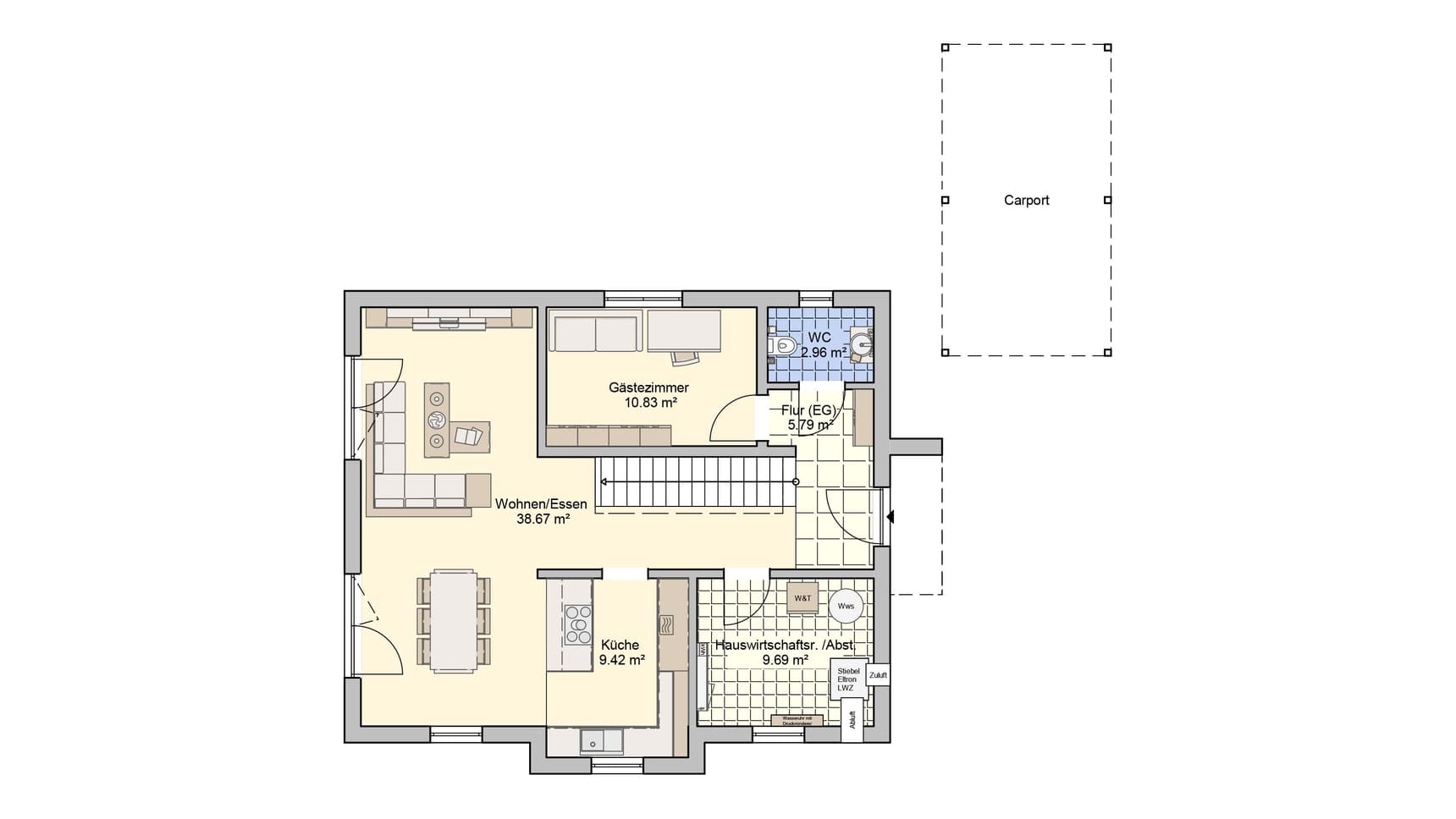 Satteldachhaus Mainz Variante 2 Grundriss EG