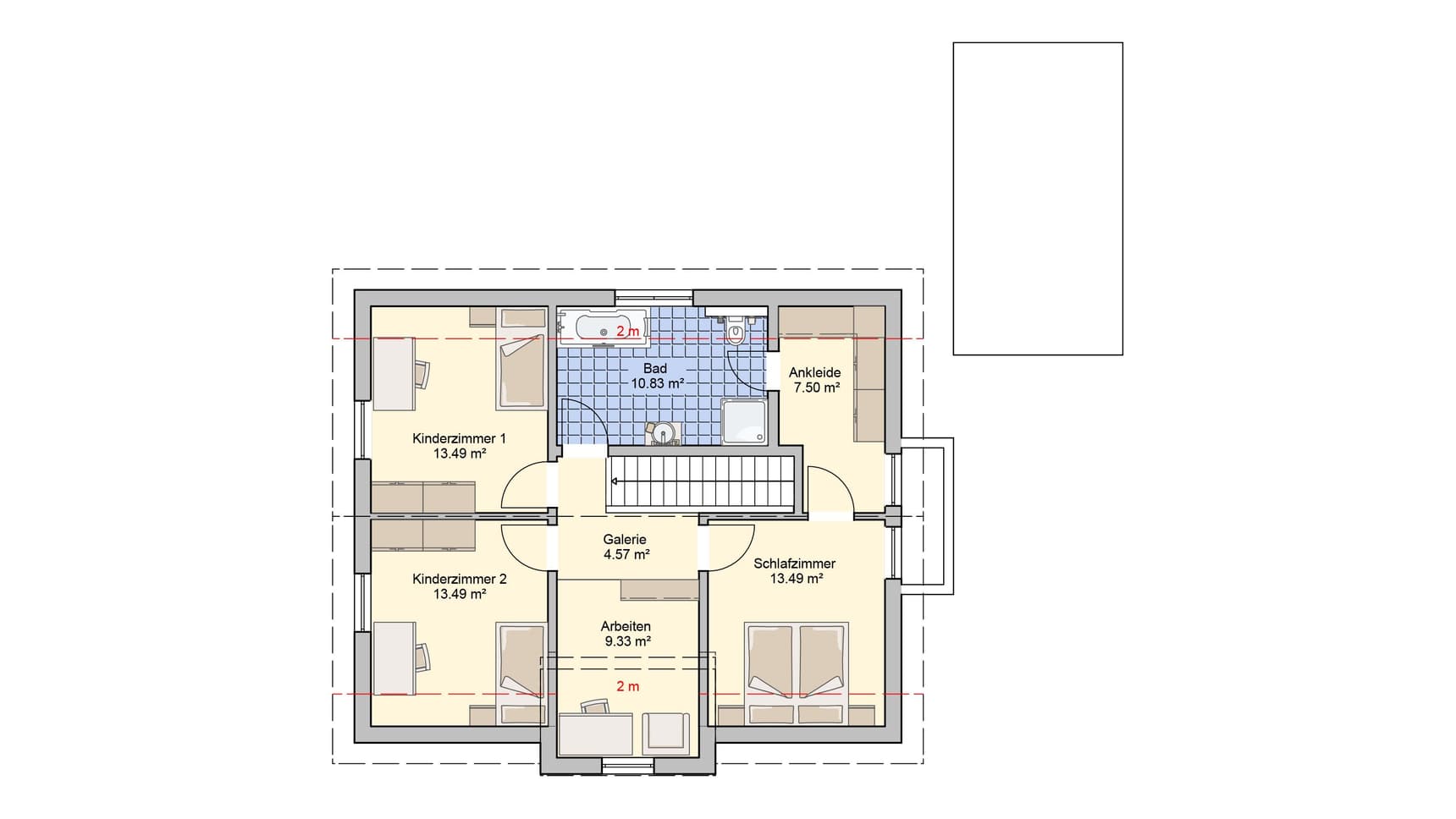 Satteldachhaus Mainz Variante 2 Grundriss OG