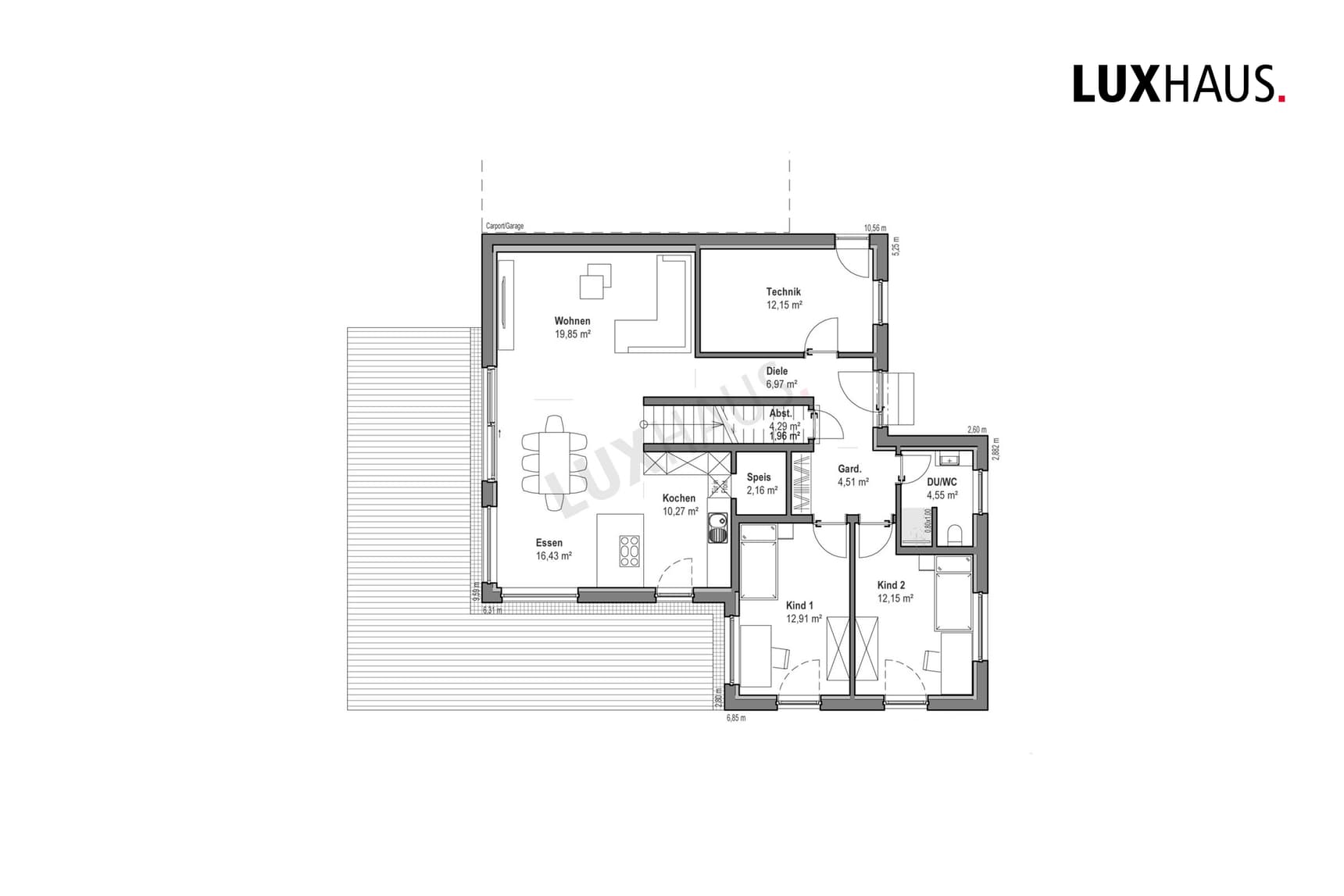 LUXHAUS Walmdach 180 Grundriss EG